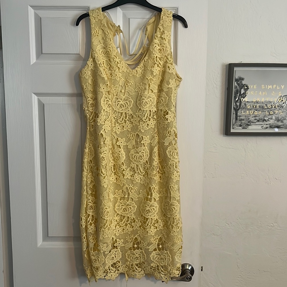 Yellow Flower Laced Summer Dress